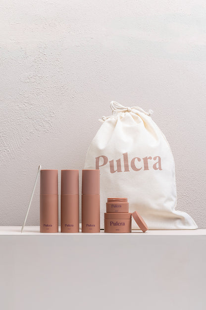 Premium refillable travel set carry-on approved bottles and jars. TSA approved reusable travel containers for cosmetics and beauty products. Leak-proof reusable design. Refillable Travel Set in Chocolate. 